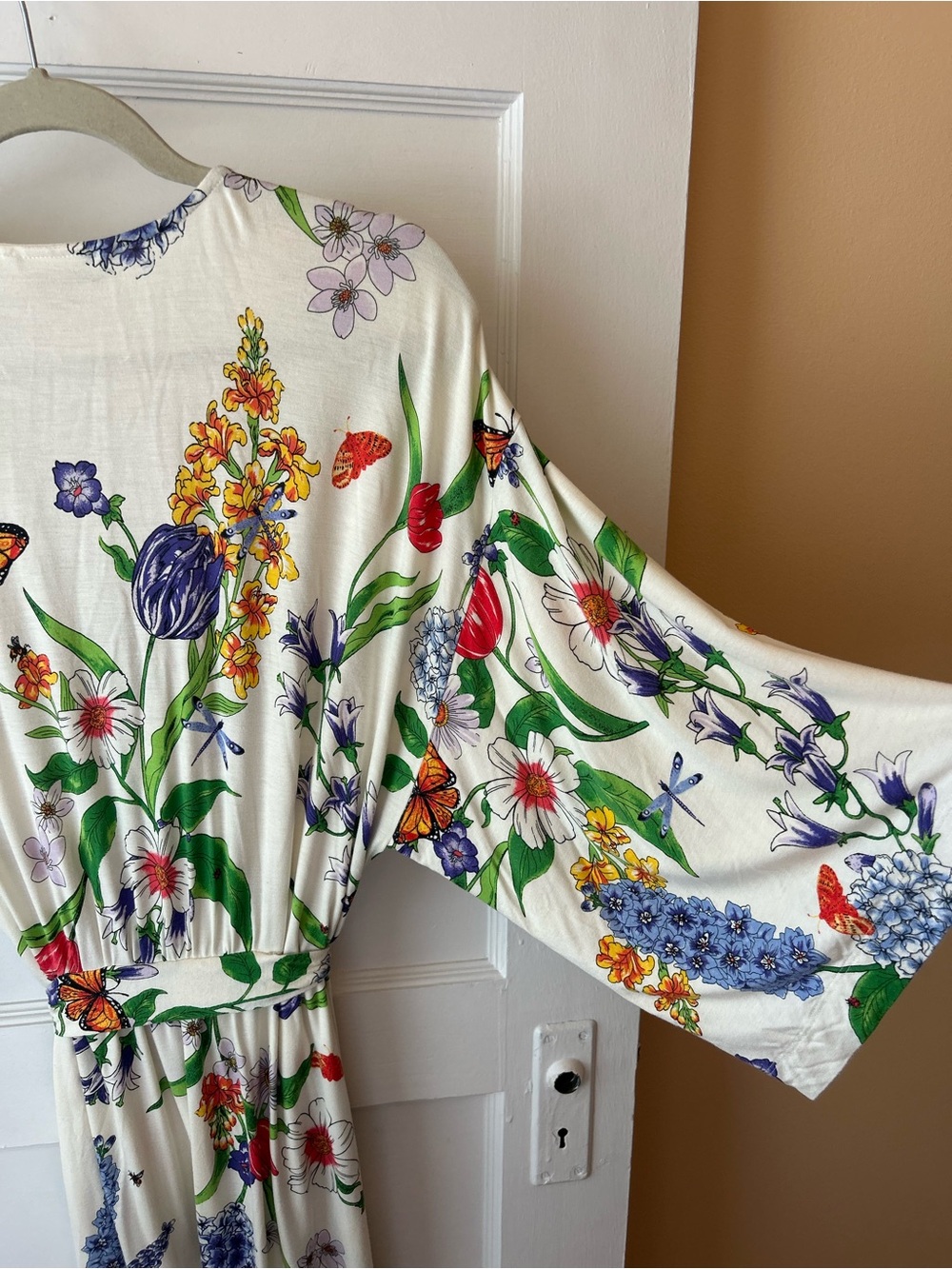 Soma Cream Floral Wrap Robe with Multicolor Blooms - Picture 8 of 14